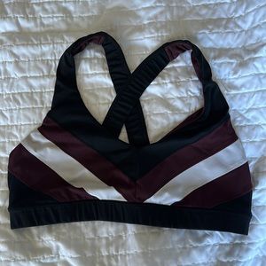 Athleta sports bra maroon black white